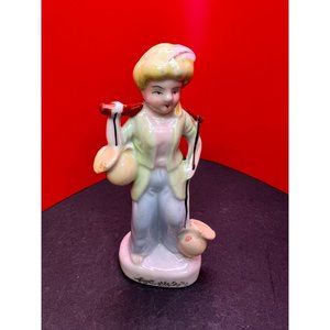 Vintage Porcelain Woman Carrying Water Hand Glazed Pre WWII Japan Collector Gift
